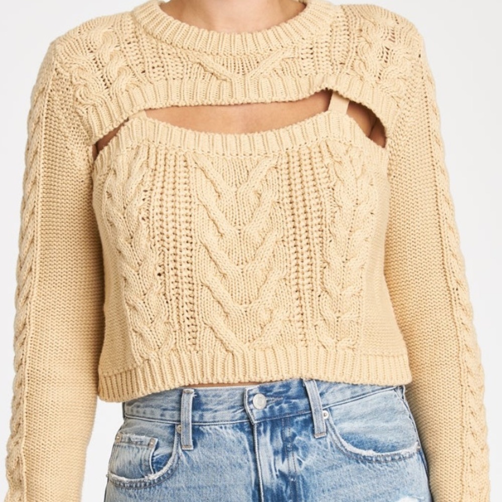 Pistola Esma Two Piece Look Sweater Bulky Knit Cami Bolo Cut Top Sweater NWT